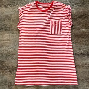 Sonoma Red and White Striped Midi Dress with Chest Pocket